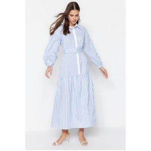 Blue and white dress